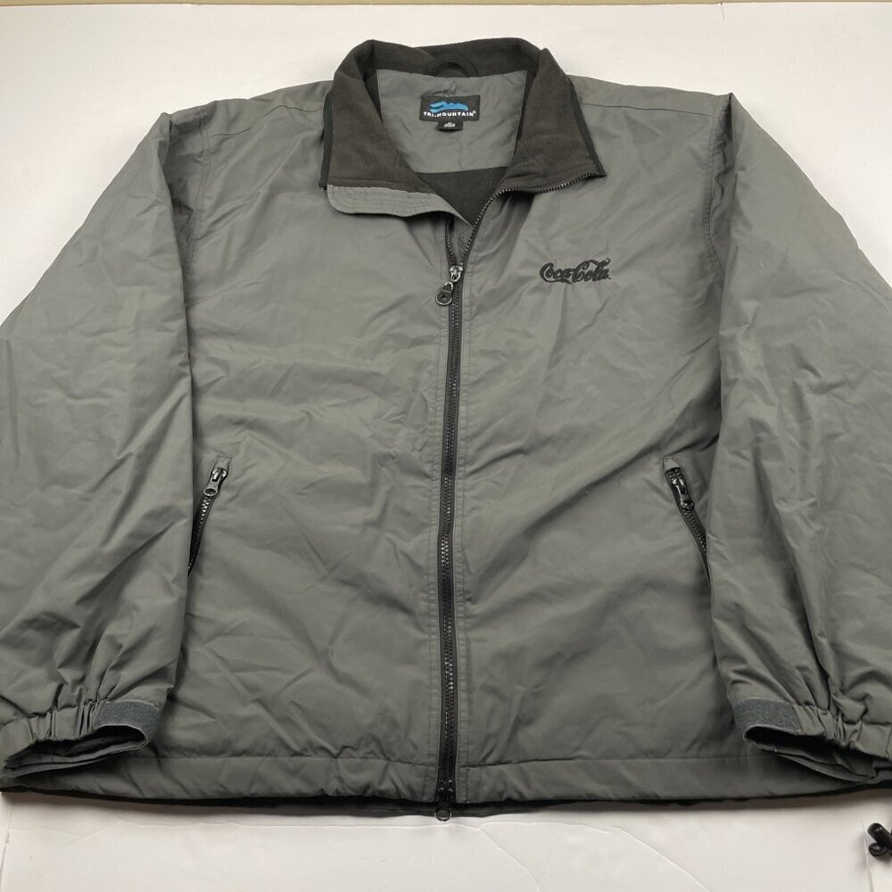 TRI MOUNTAIN Coca Cola Windbreaker Jacket Men’s XL Softshell Gray Fleece Lined